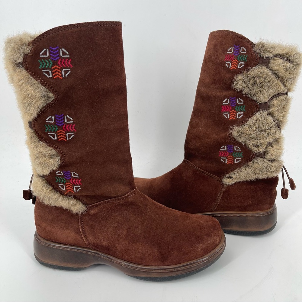 Dansko Fyodora Brown Suede and Faux Fur Boots
